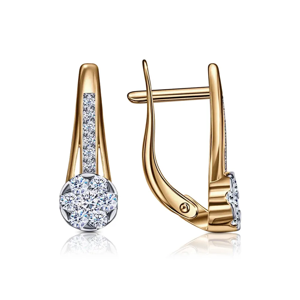 Cercei din aur roșu cu Cubic Zirconia Incolor