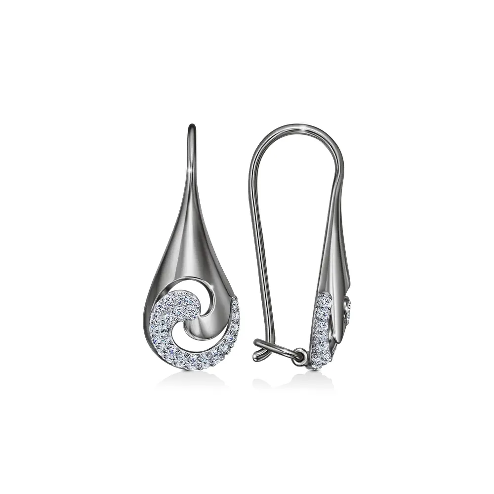 Cercei din aur alb cu Cubic Zirconia Incolor