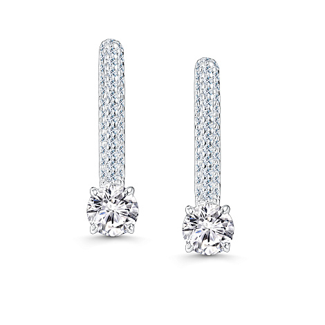 Cercei din argint  cu pietre Cubic Zirconia Incolor, Moissanite