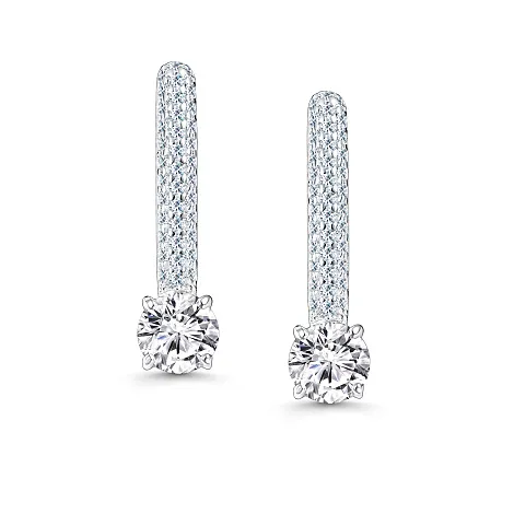 Cercei din argint cu Cubic Zirconia Incolor, Moissanite