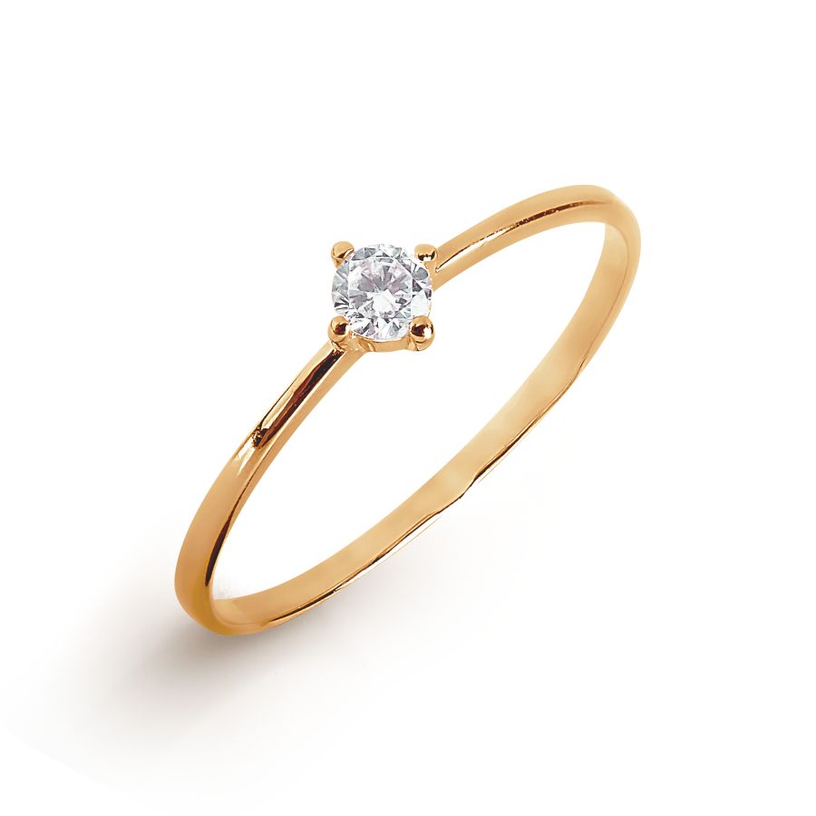 Inel din aur roșu cu pietre Cubic Zirconia Incolor