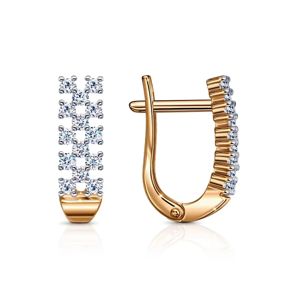 Cercei din aur roșu cu Cubic Zirconia Incolor