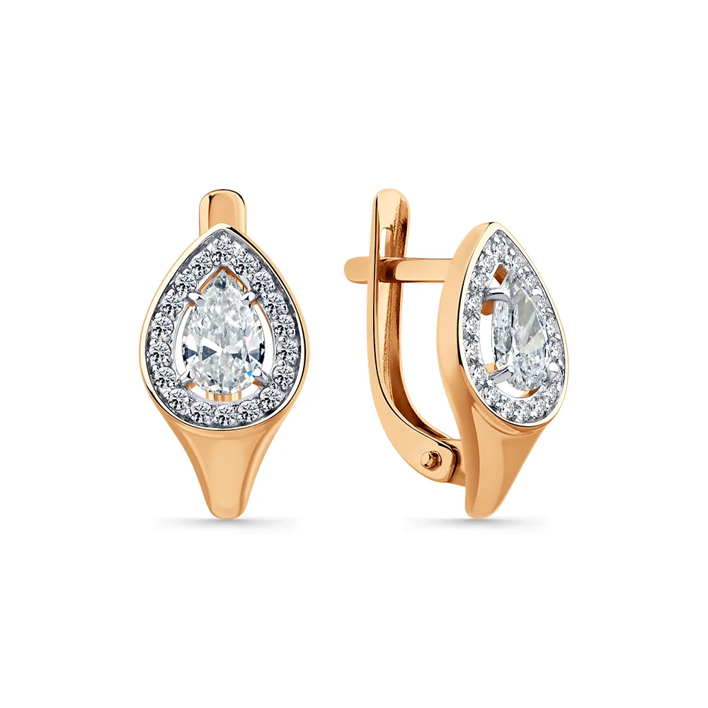 Cercei din aur roșu cu Cubic Zirconia Incolor