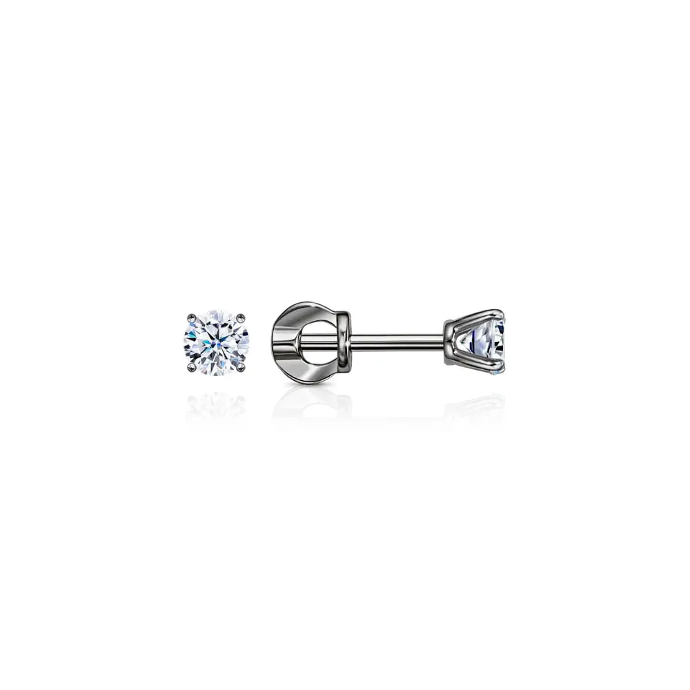 Cercei Pusete din aur alb cu Cubic Zirconia Incolor