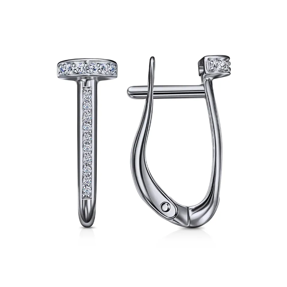 Cercei din aur alb cu Cubic Zirconia Incolor
