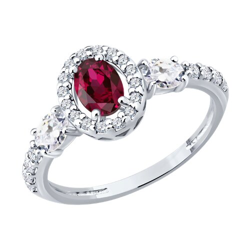 Inel din argint  cu pietre Cubic Zirconia Incolor, Rubin