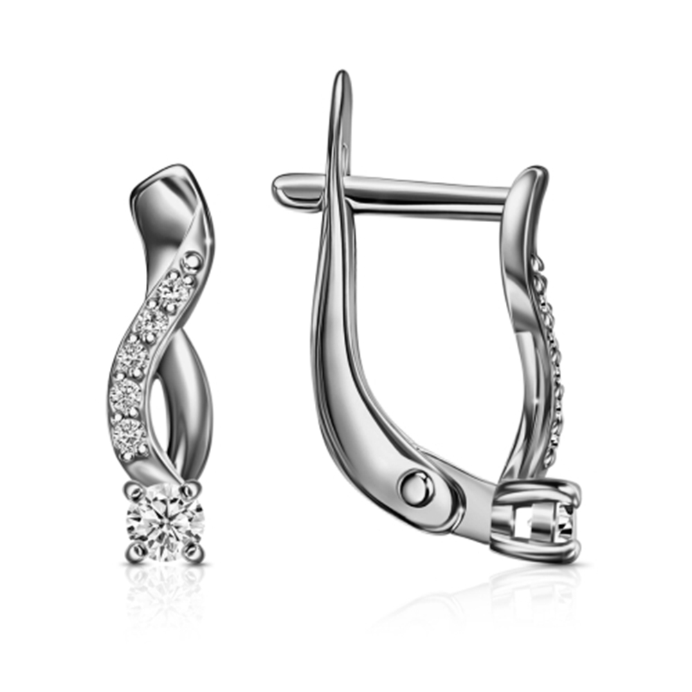 Cercei din argint  cu pietre Cubic Zirconia Incolor