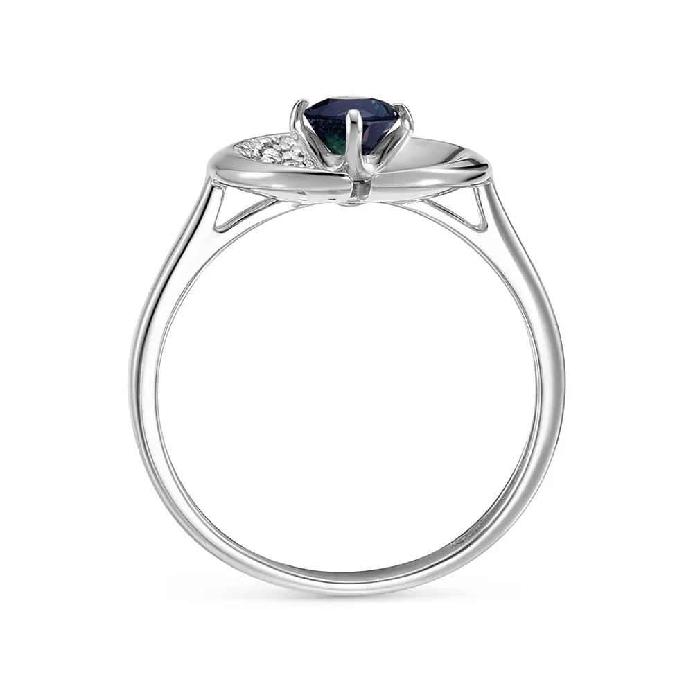 Inel din aur alb cu Diamant, Safir