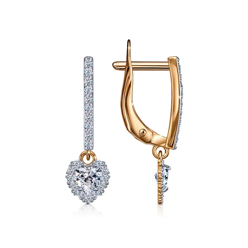 Cercei Suspendați din aur roșu cu Cubic Zirconia Incolor