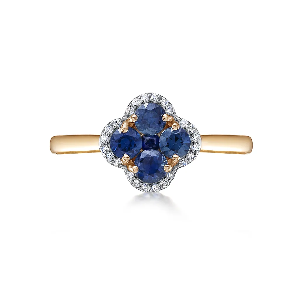 Inel din aur roșu cu Diamant, Safir