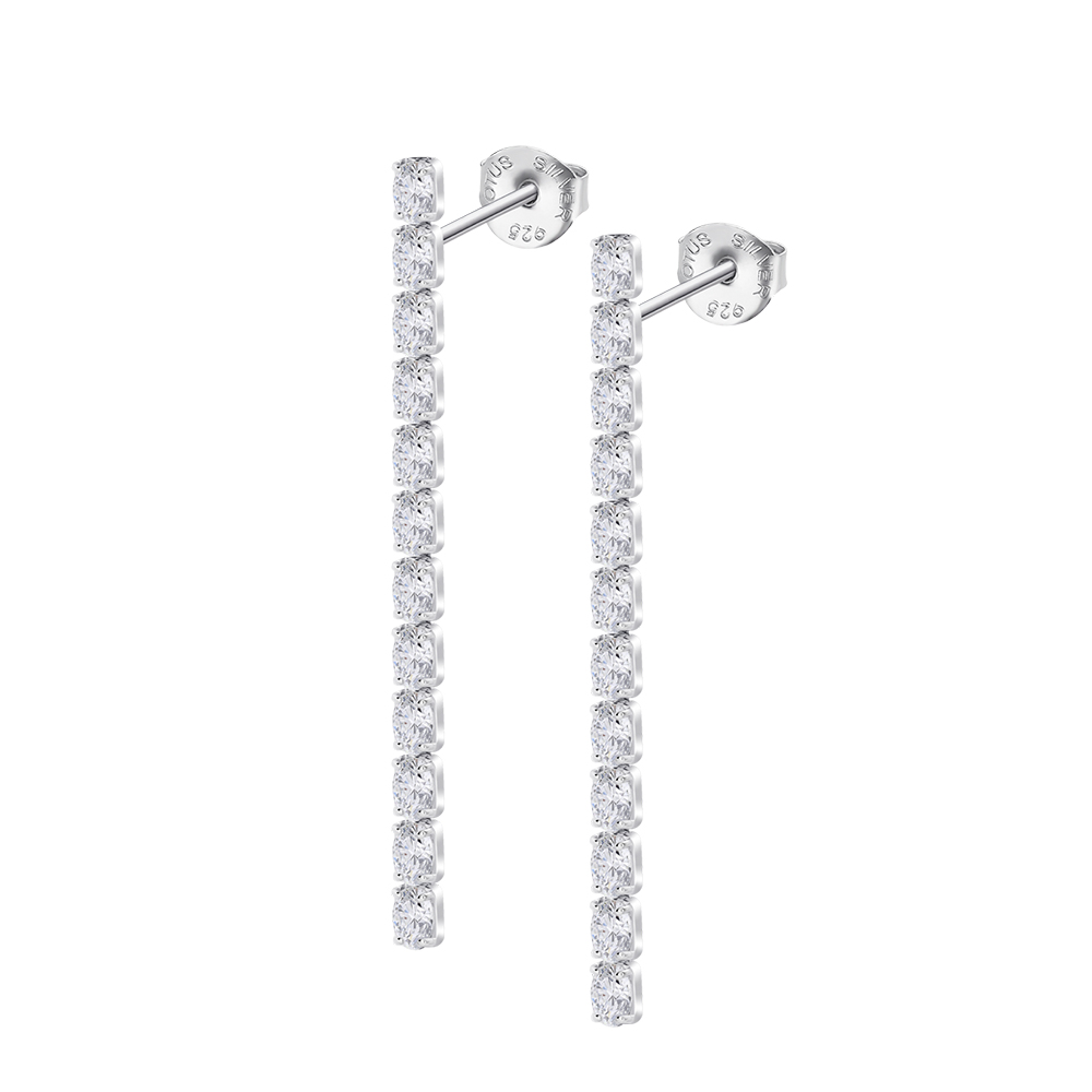 Cercei Pusete din argint  cu pietre Cubic Zirconia Incolor