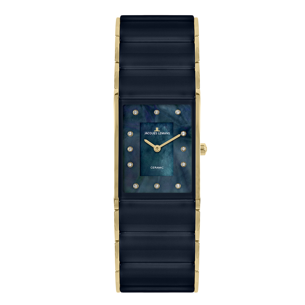 Часы JACQUES LEMANS с камнями Swarovski, Керамика черная
