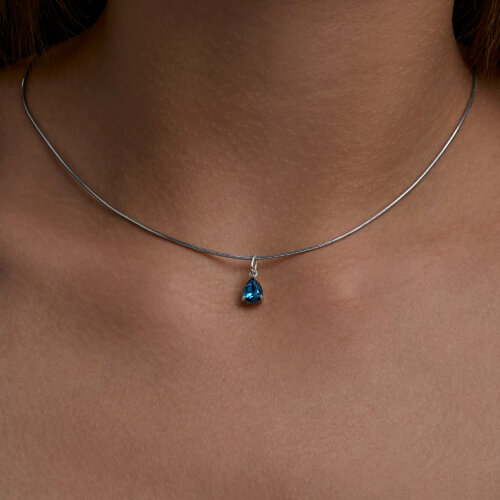 Pandantiv din argint  cu pietre Cristal Albastru