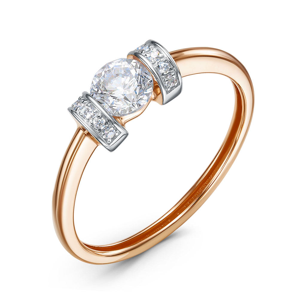 Inel din aur roșu cu pietre Cubic Zirconia Incolor