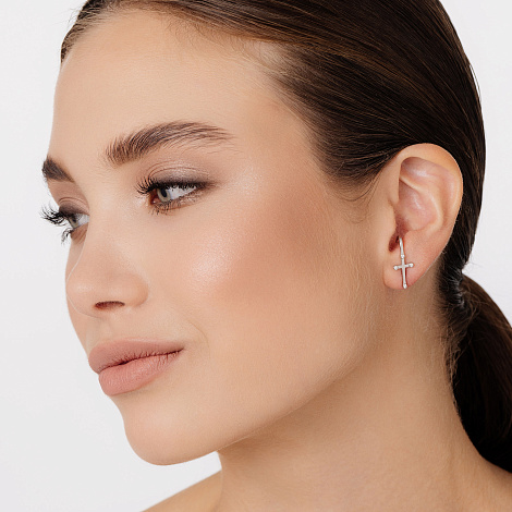 Cercel din argint  cu pietre Cubic Zirconia Incolor