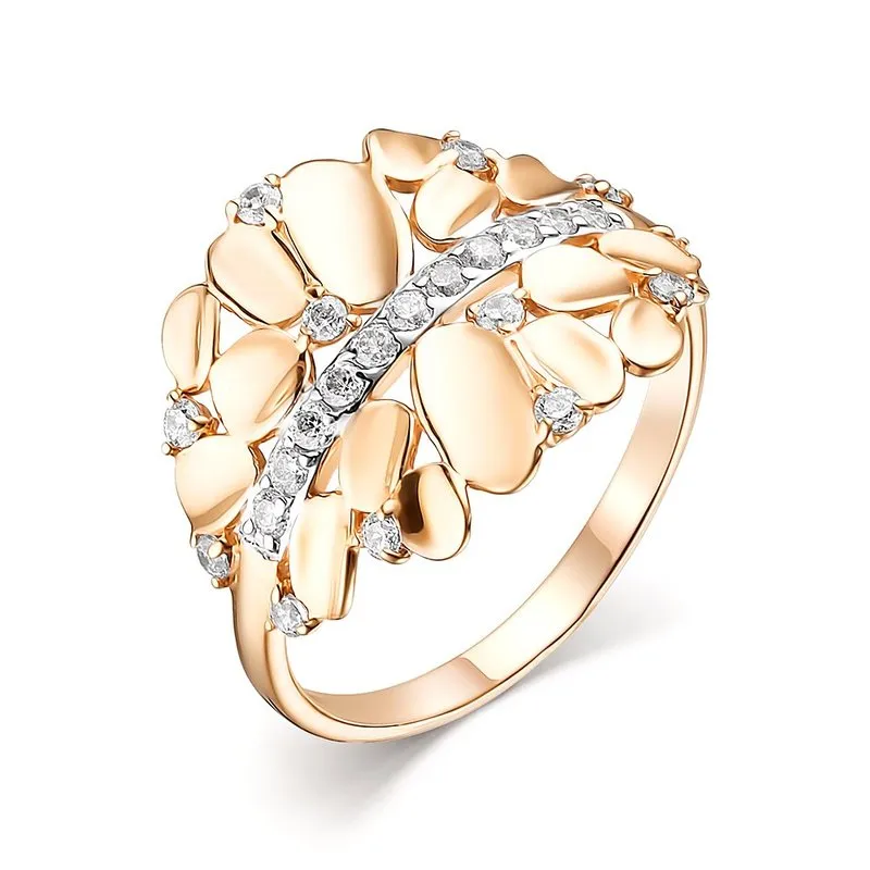 Inel din aur roșu cu Cubic Zirconia Incolor