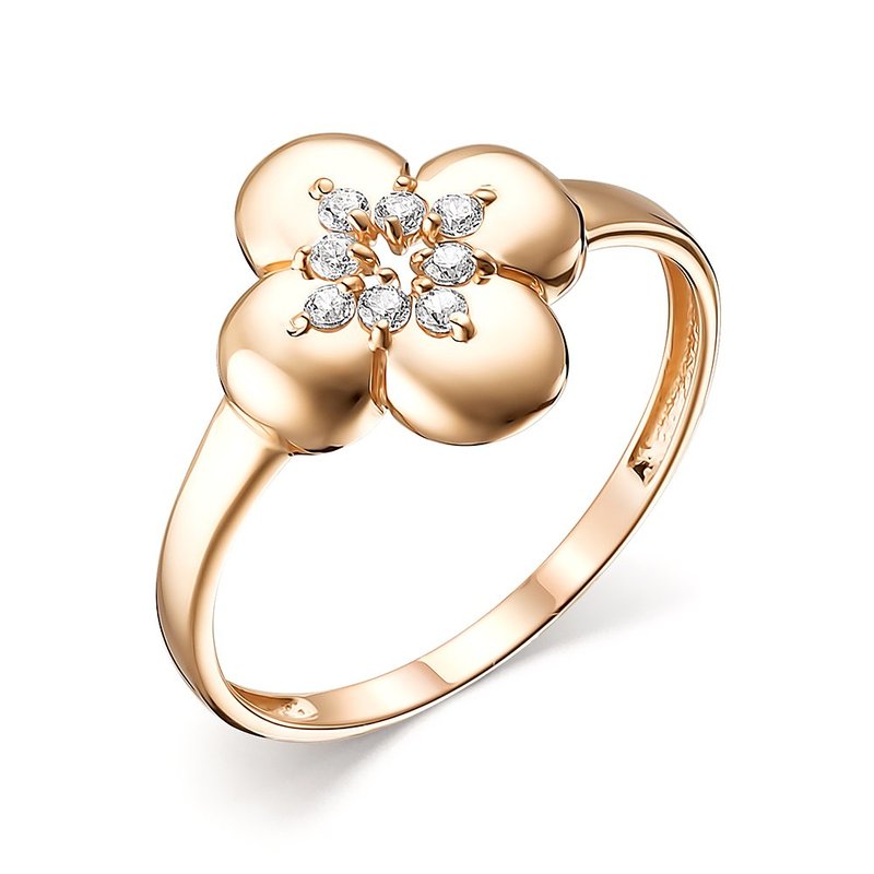 Inel din aur roșu cu pietre Cubic Zirconia Incolor
