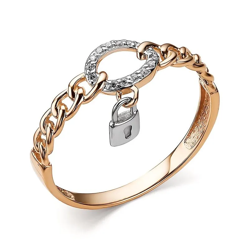 Inel din aur roșu cu Cubic Zirconia Incolor