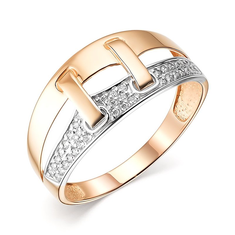 Inel din aur roșu cu pietre Cubic Zirconia Incolor
