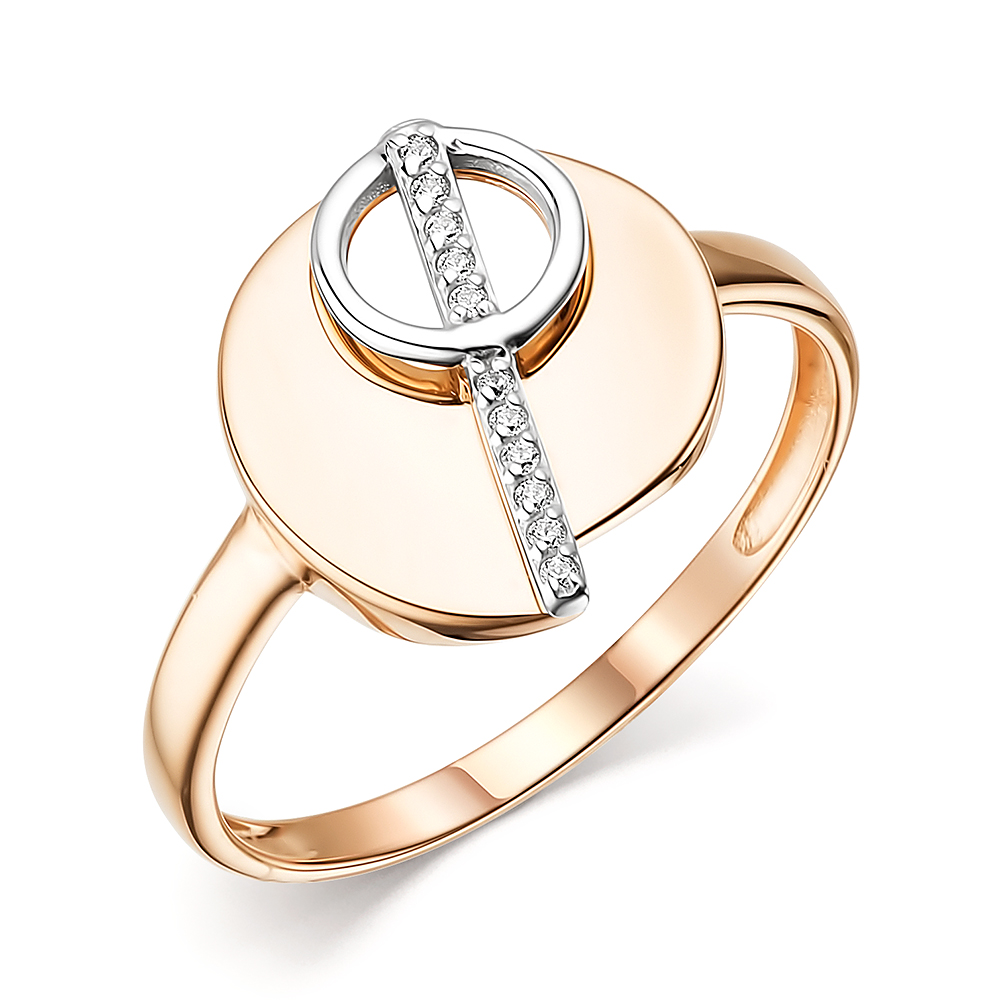 Inel din aur roșu cu pietre Cubic Zirconia Incolor