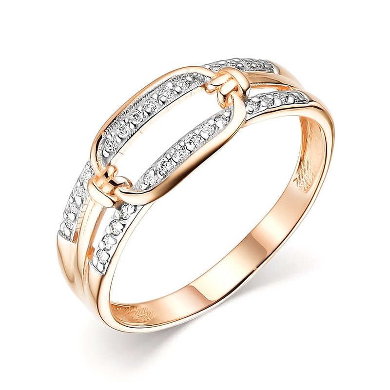 Inel din aur roșu cu pietre Cubic Zirconia Incolor