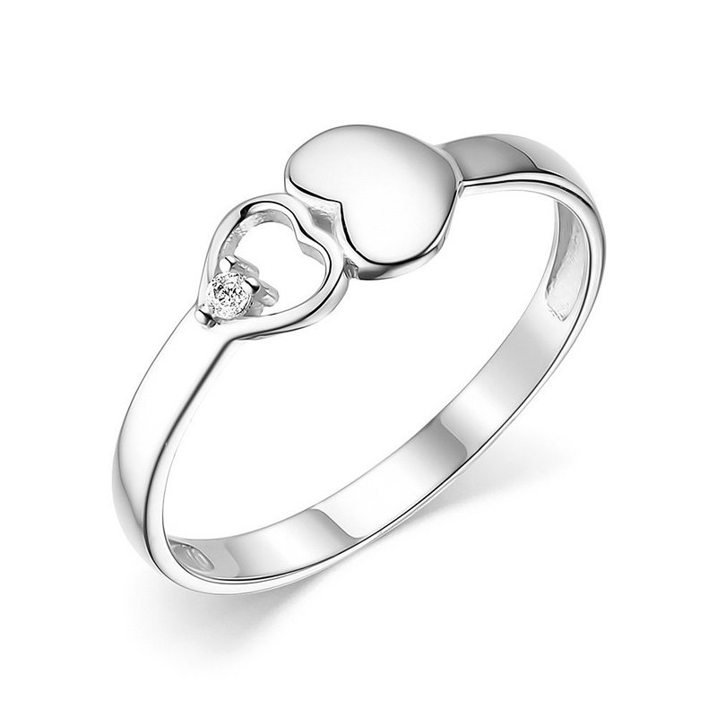 Кольцо из белого золота с камнями Фианит