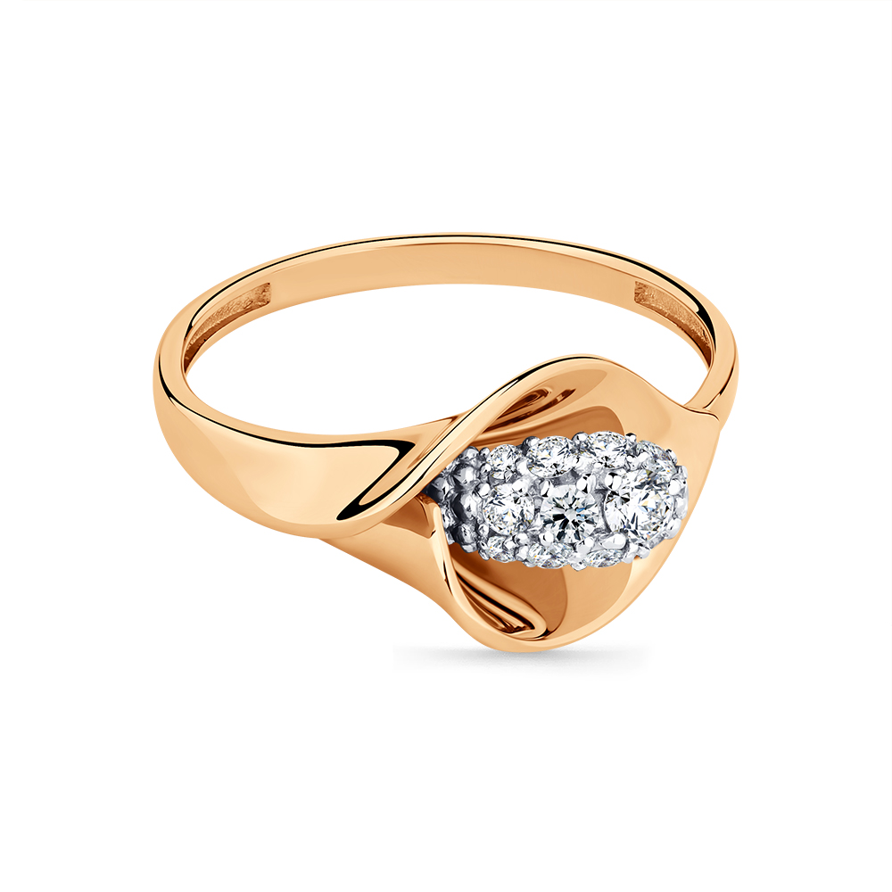 Inel din aur alb și roșu cu pietre Cubic Zirconia Incolor