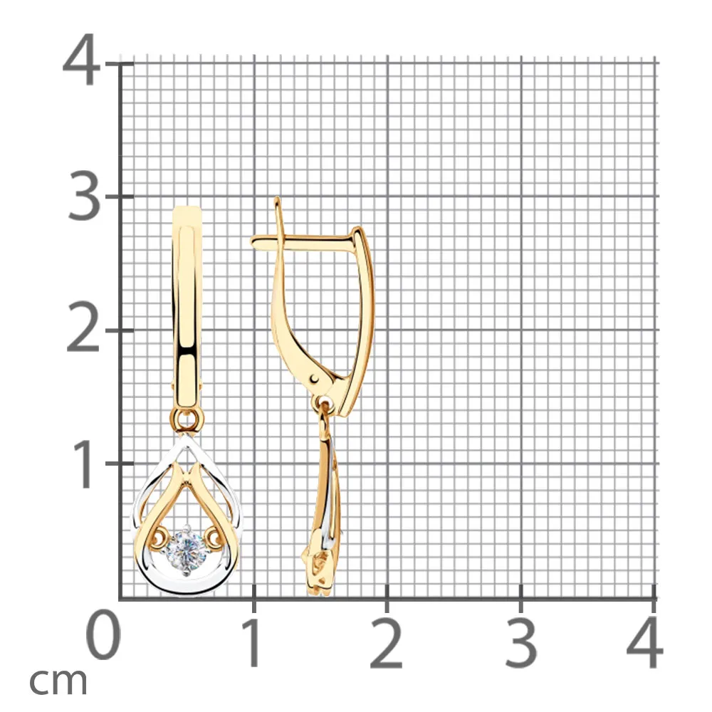 Cercei Suspendați din aur roșu cu Cubic Zirconia Incolor