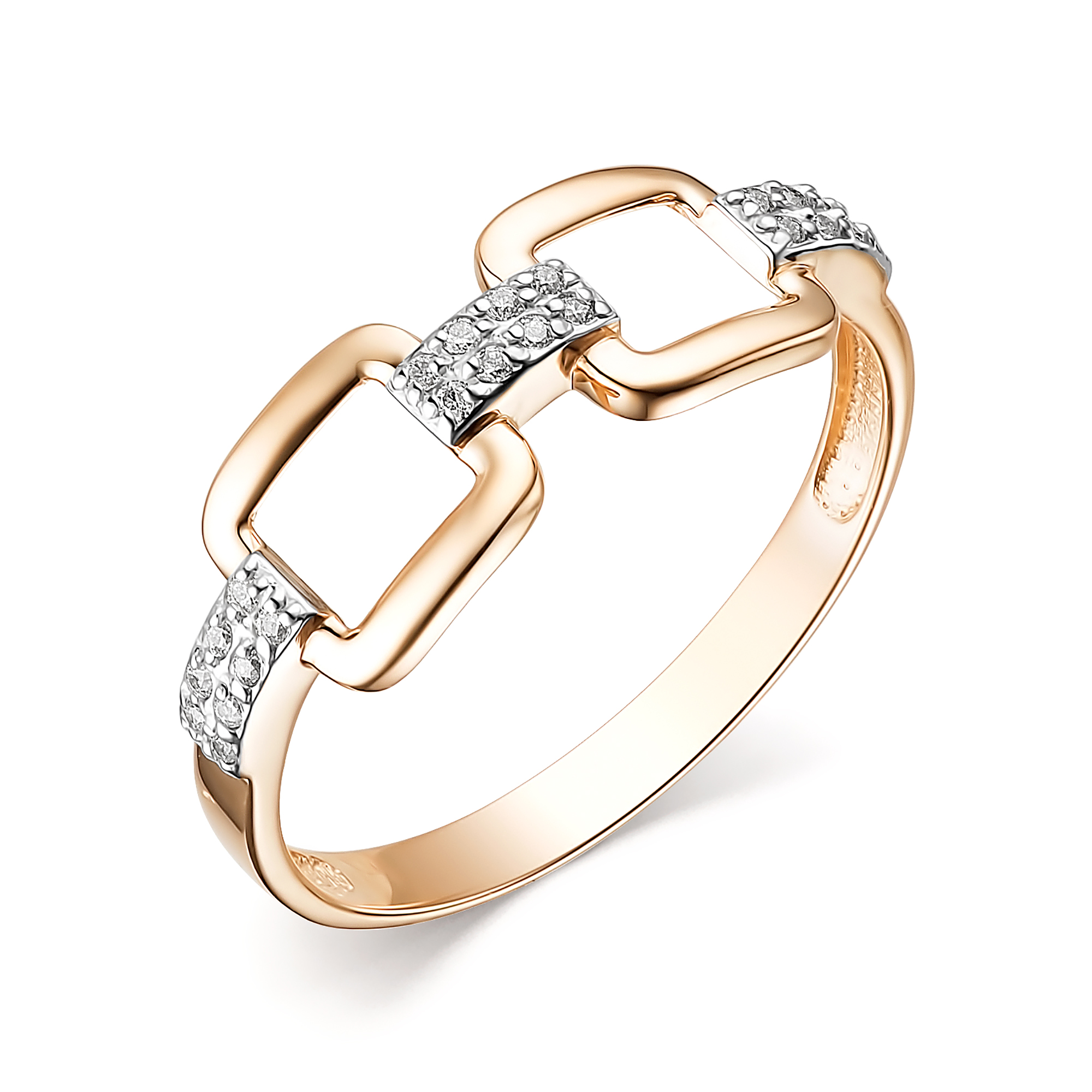 Inel din aur roșu cu pietre Cubic Zirconia Incolor