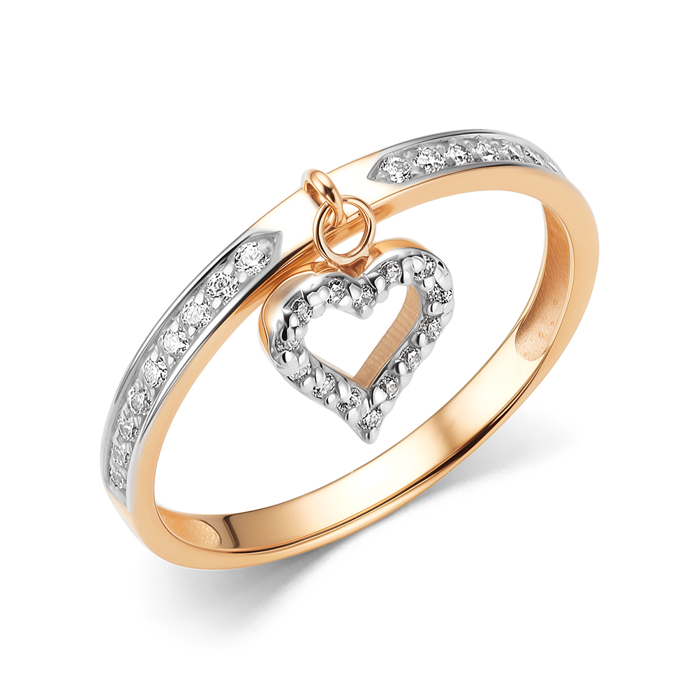 Inel din aur roșu cu pietre Cubic Zirconia Incolor
