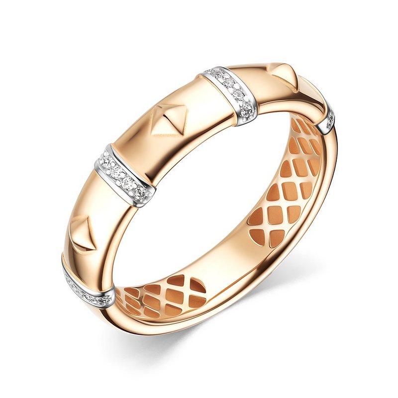 Inel din aur roșu cu pietre Cubic Zirconia Incolor