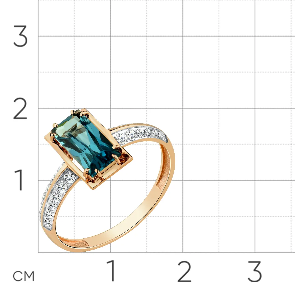 Inel din aur roșu cu Cubic Zirconia Incolor, Topaz London