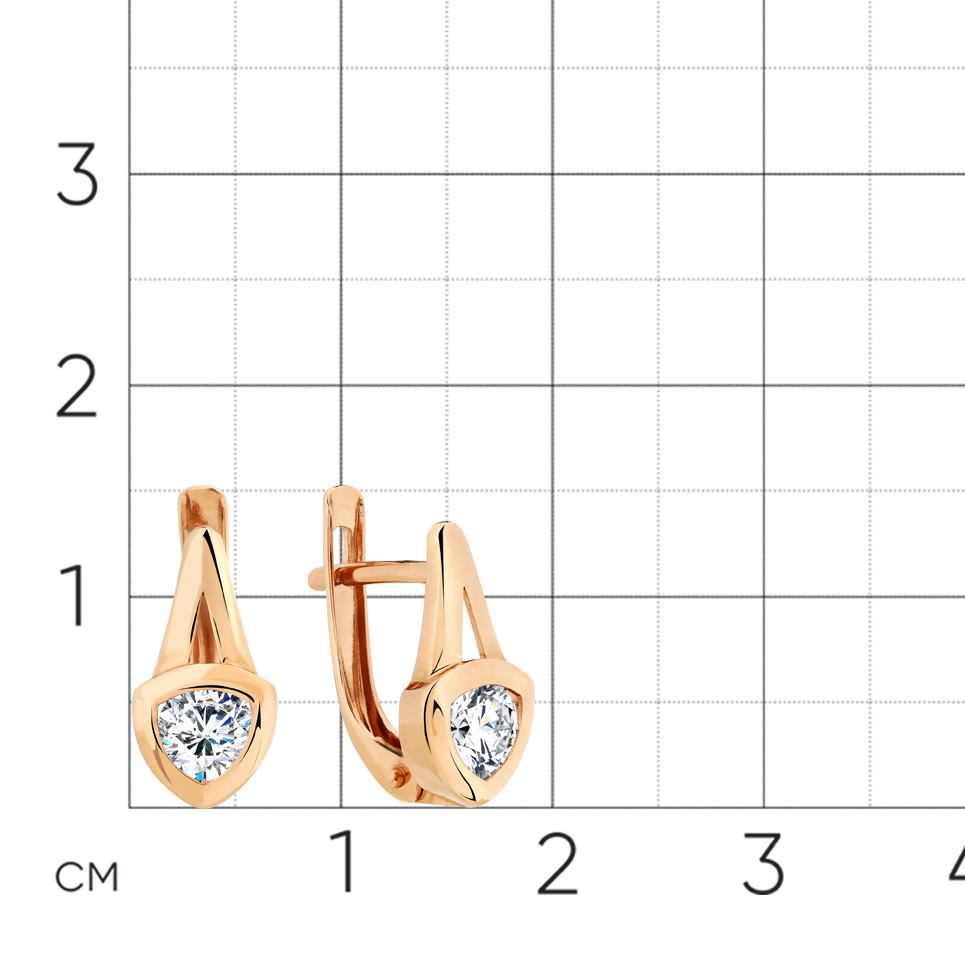 Cercei din aur roșu cu Cubic Zirconia Incolor