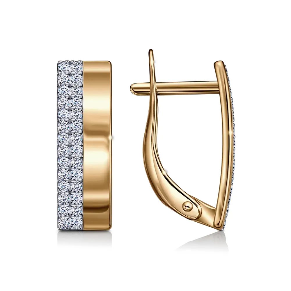 Cercei din aur roșu cu Cubic Zirconia Incolor