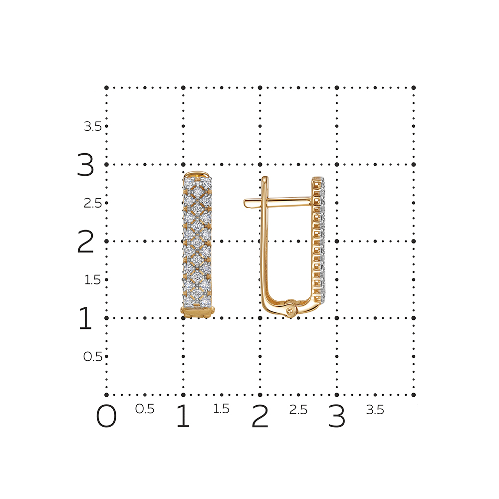 Cercei din aur roșu cu pietre Diamant