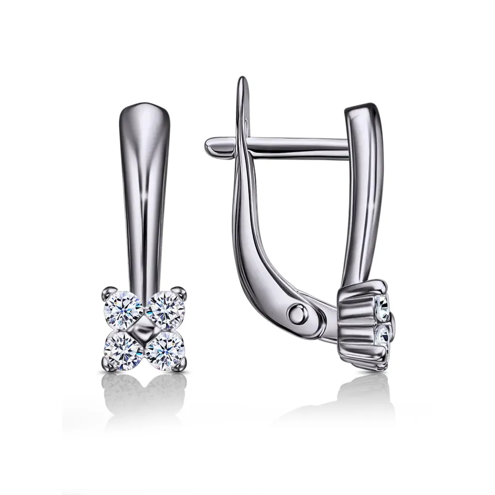 Cercei din aur alb cu Cubic Zirconia Incolor