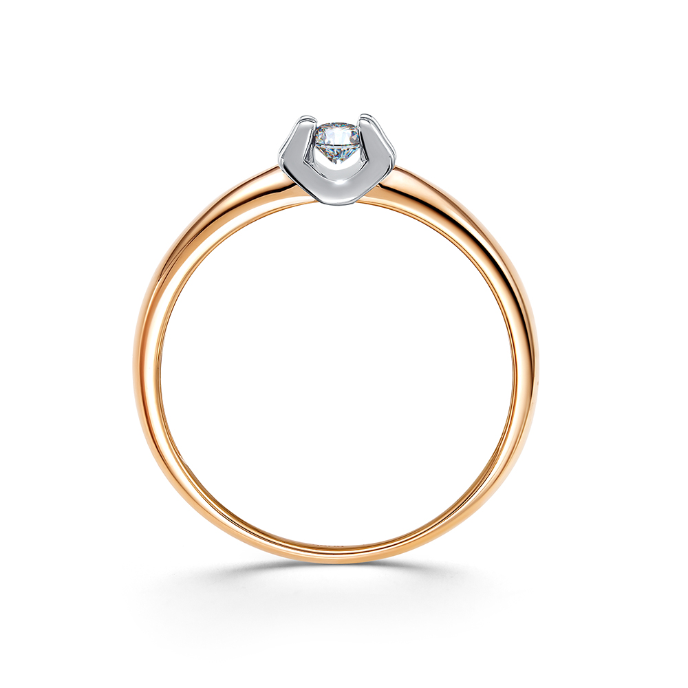 Кольцо из красного золота с камнями Бриллиант