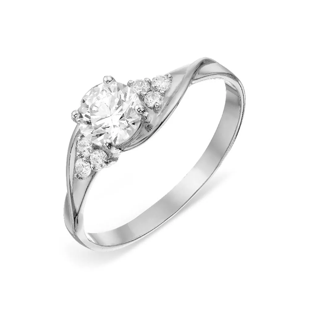 Inel din aur alb cu Cubic Zirconia Incolor