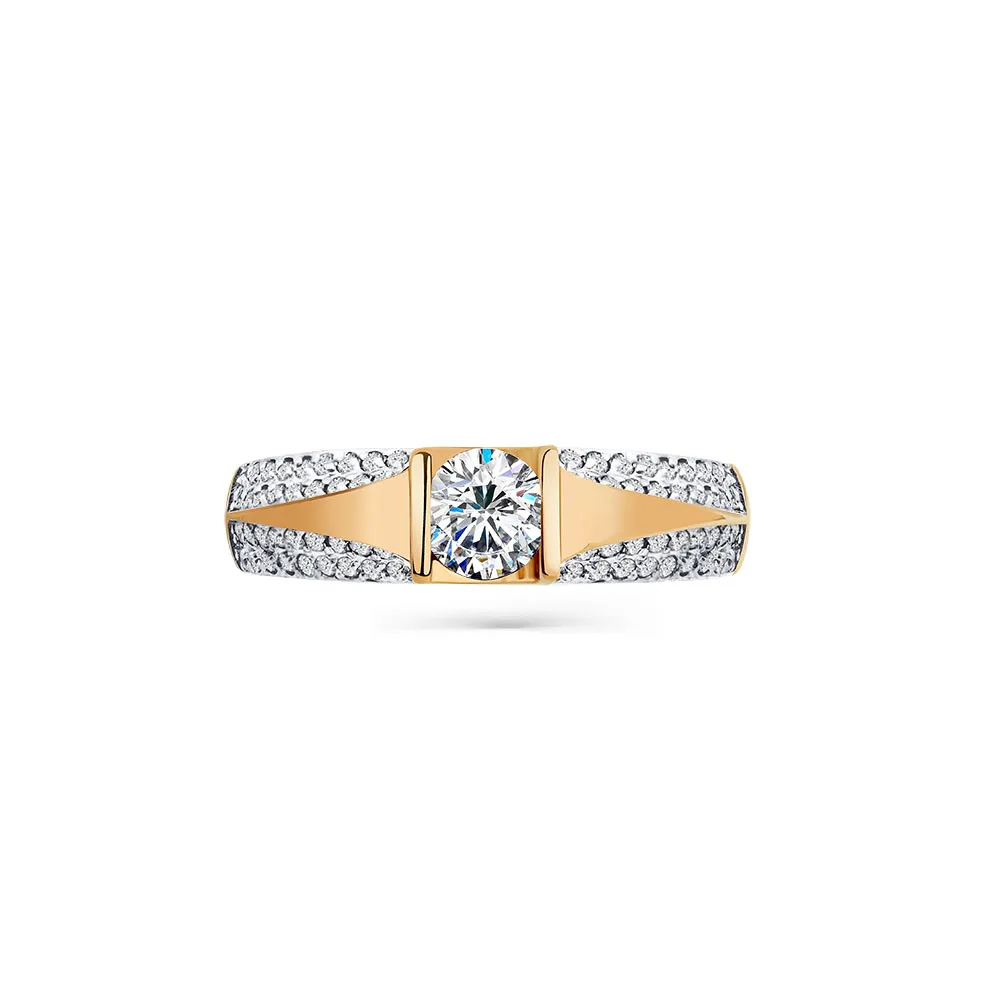 Inel din aur roșu cu Cubic Zirconia Incolor