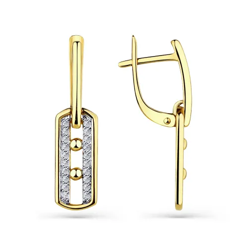 Cercei Suspendați din aur galben cu Cubic Zirconia Incolor