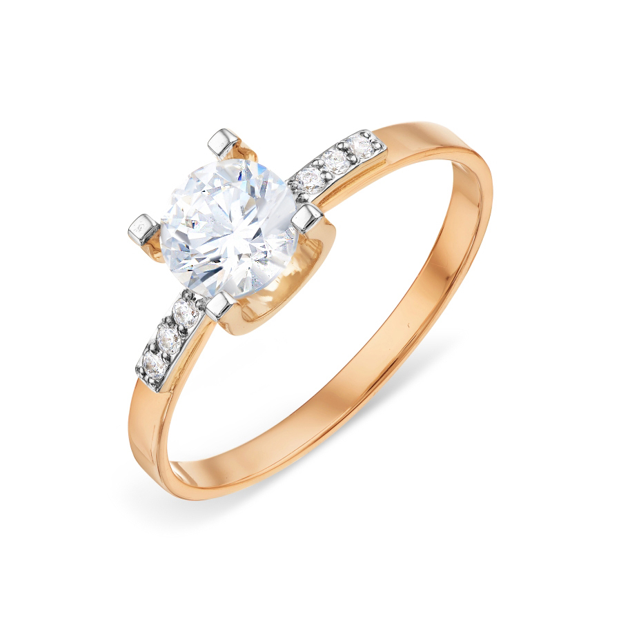 Inel din aur alb și roșu cu pietre Cubic Zirconia Incolor