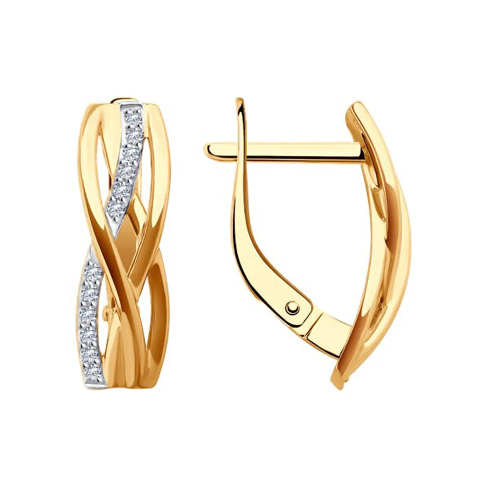 Cercei din aur roșu cu Cubic Zirconia Incolor