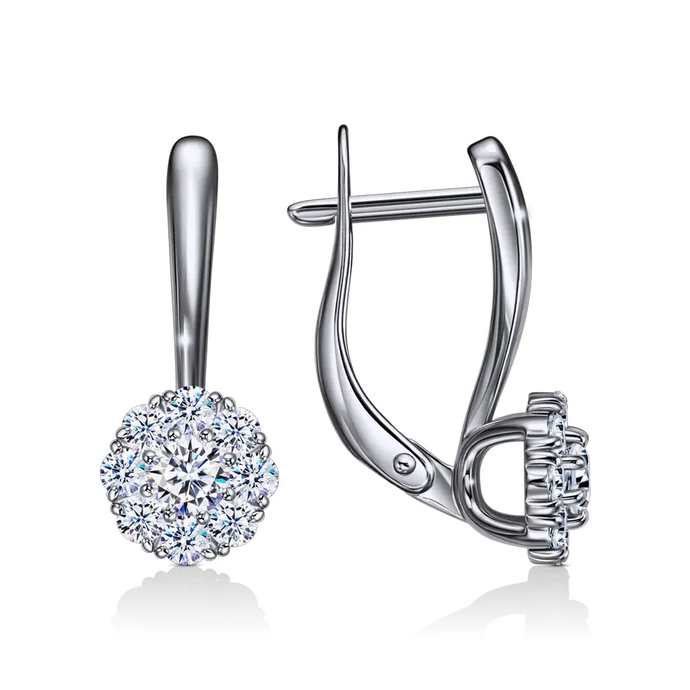 Cercei din aur alb cu Cubic Zirconia Incolor