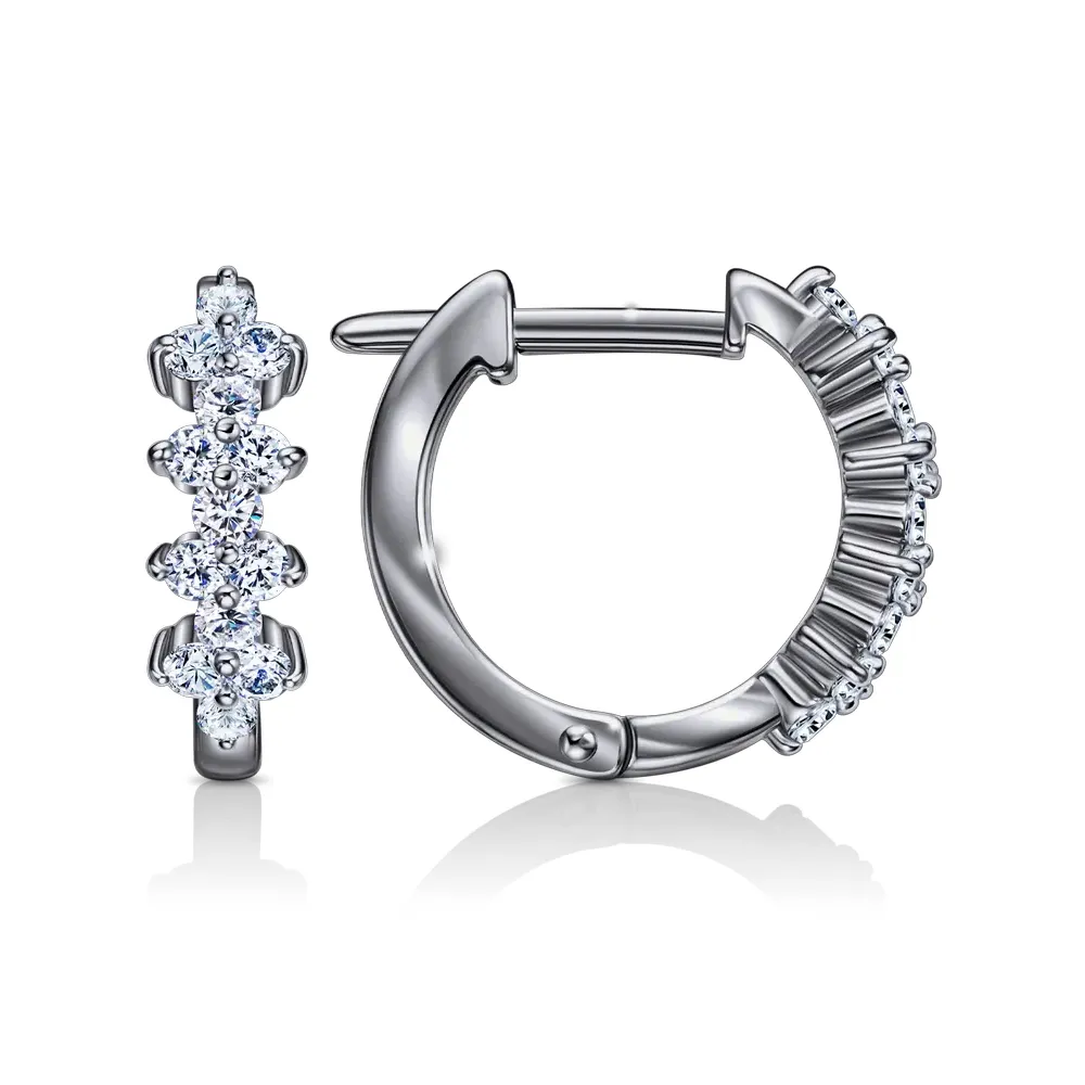 Cercei din aur alb cu Cubic Zirconia Incolor