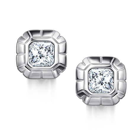 Серьги Пусеты из серебра с камнями Фианит