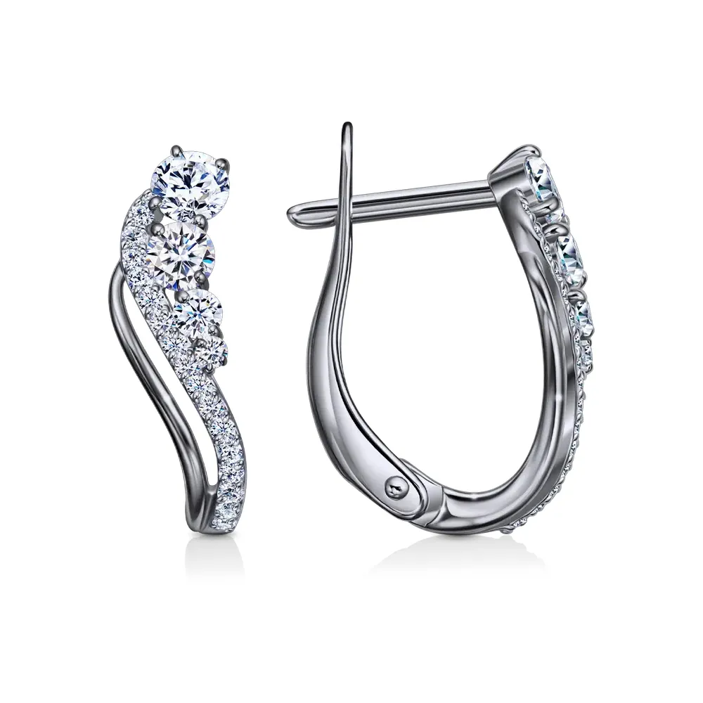 Cercei din aur alb cu Cubic Zirconia Incolor