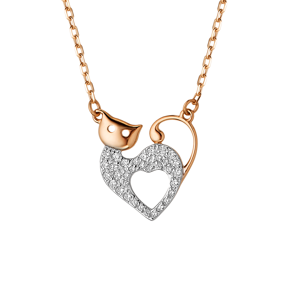 Colier din aur roșu cu pietre Cubic zirconia