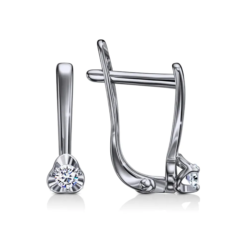 Cercei din aur alb cu Cubic Zirconia Incolor