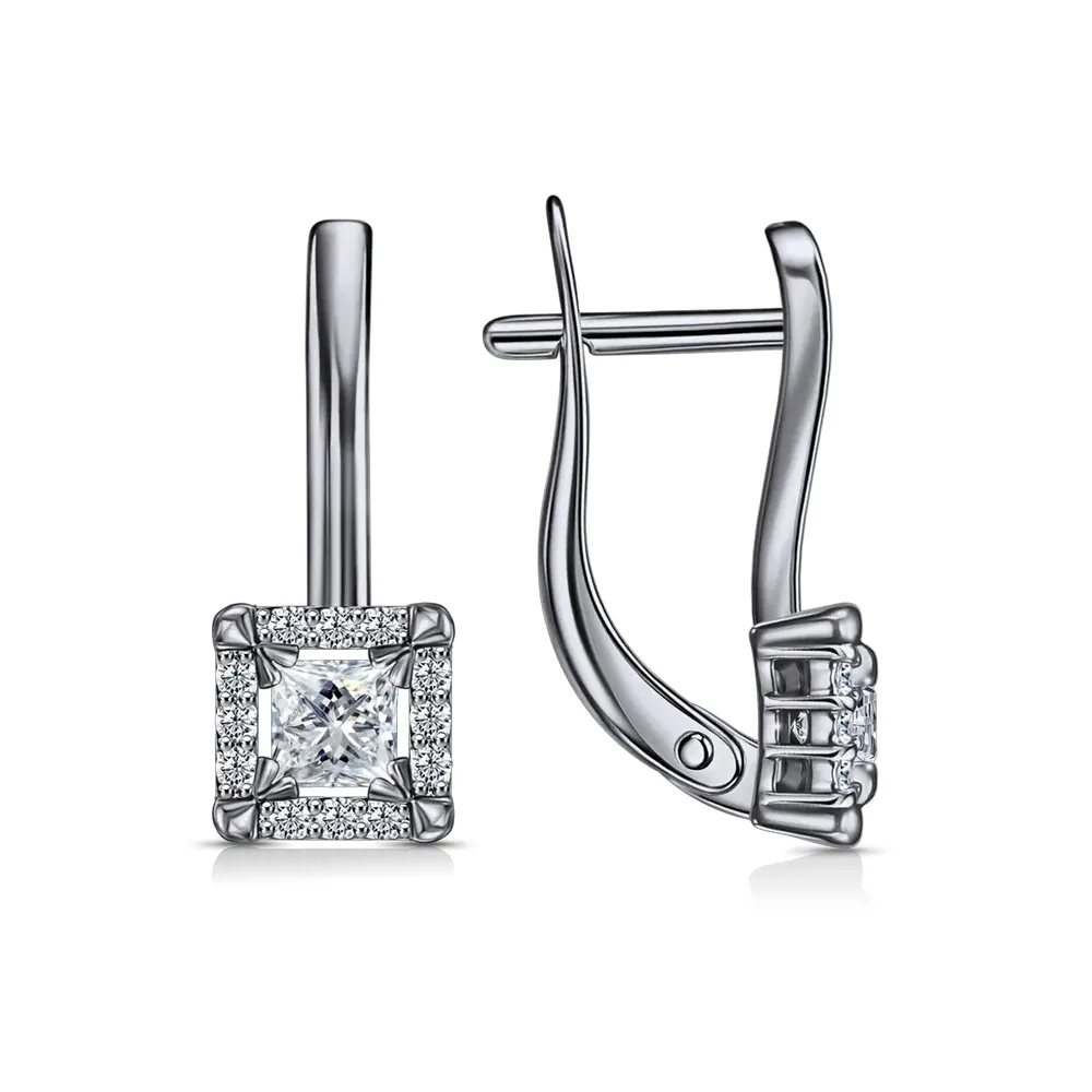 Cercei din aur alb cu Cubic Zirconia Incolor