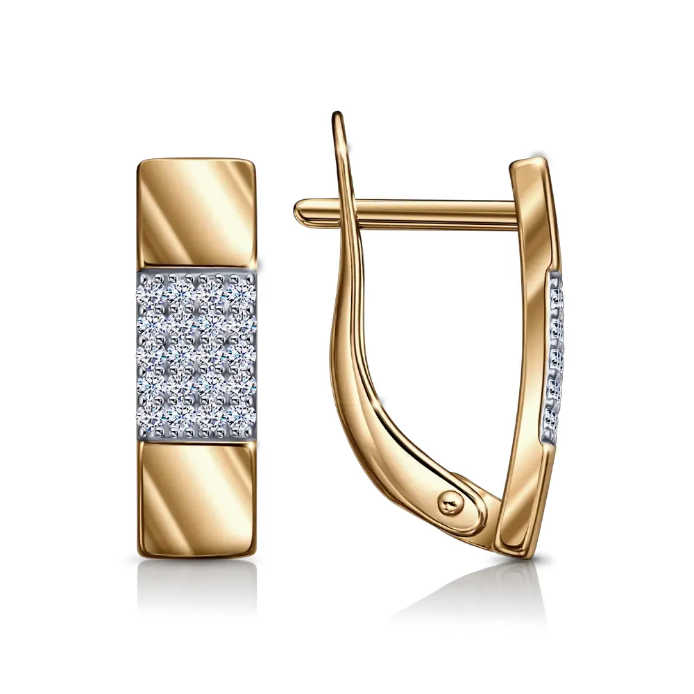 Cercei din aur roșu cu Cubic Zirconia Incolor